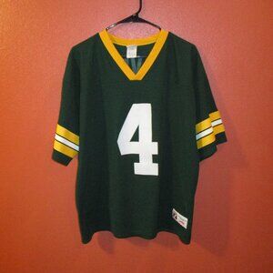 NFL Packers Brett Favre Vintage 1996 Men Large Green Yellow White Logo 7 Jersey